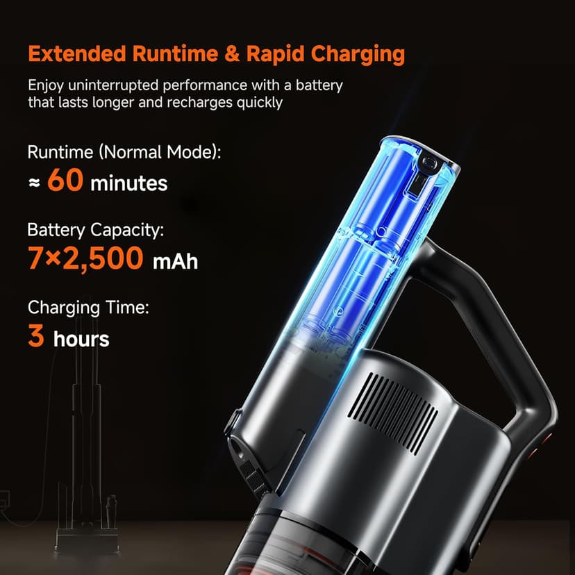 uwant V500 Cordless Vacuum Cleaner with Auto Empty&Auto Dust Scrap System, 7-Layer HEPA Filtration, Anti-Tangle Brush, Stick Vacuum for Pet Hair, Hard Floors, Carpet