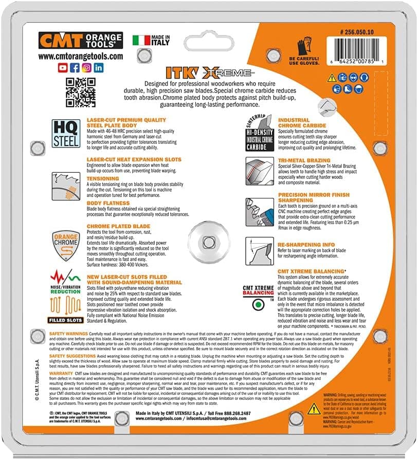 CMT 256.050.10 ITK XTreme Industrial Combination Saw Blade, 10-Inch x 50 Teeth 4 ATB + 1 FLAT Grind with 5/8-Inch Bore