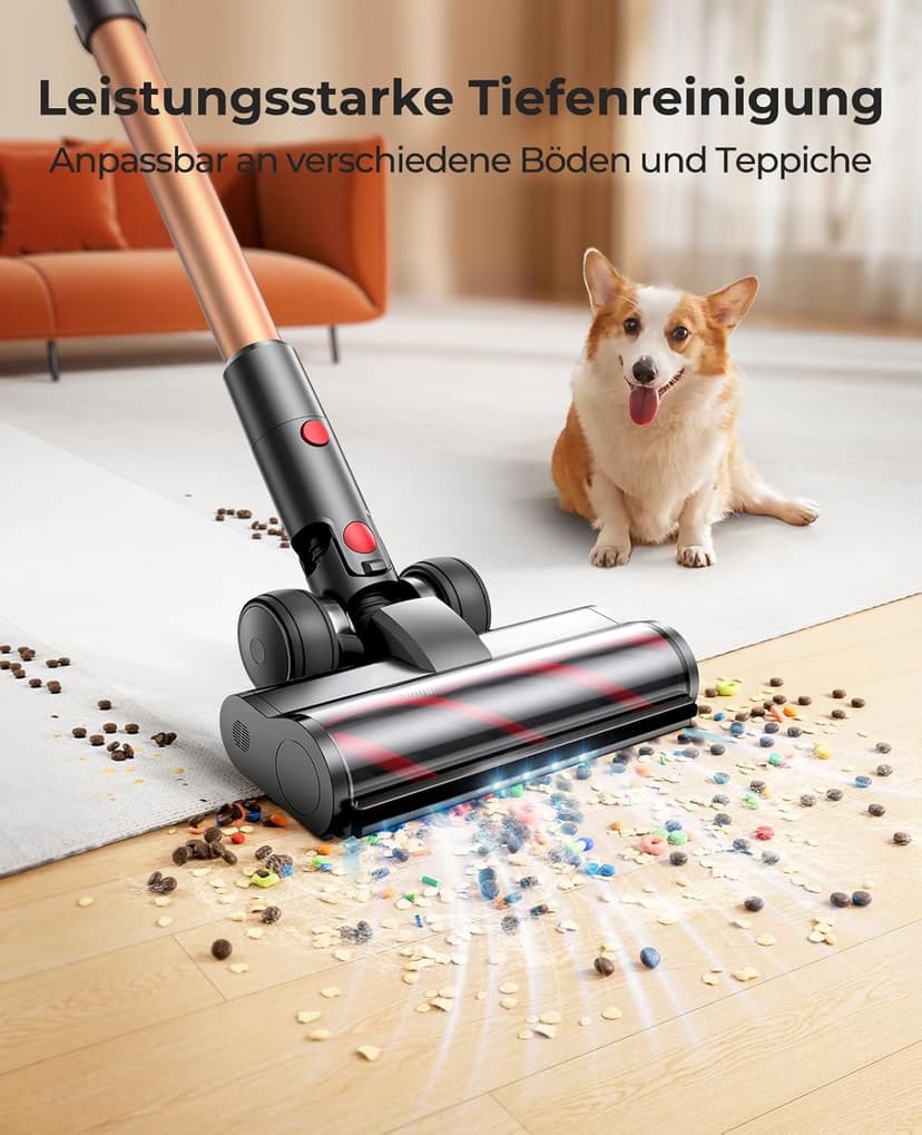 Cordless Vacuum Cleaner 550W/45Kpa, Stick Vacuum Cleaners 60 Mins Max Runtime with Charging Dock, Self-Standing Handheld Vacuum with Touch Display, 6-in-1 Vacuum Cleaner for Carpet/Hard Floor/Pet Hair