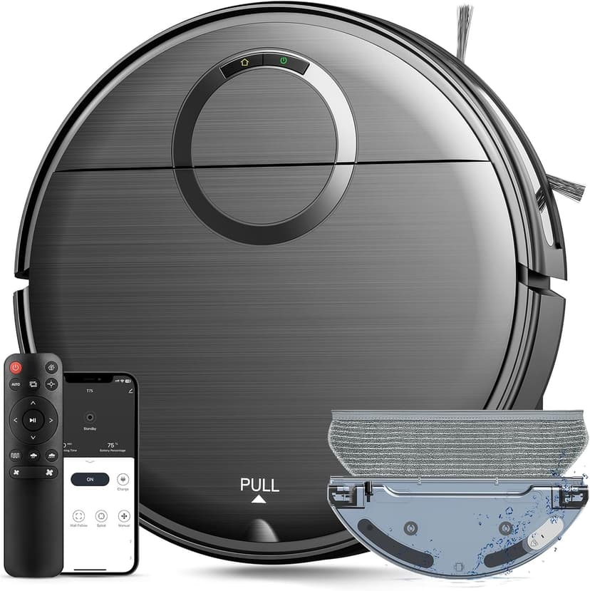 Robot Vacuum and Mop Combo, 2 in 1 Mopping Robot Vacuum Cleaner with 2000Pa Max Suction, Wi-Fi/App/Remote, Schedule, Self-Charging Slim Robotic Vacuum, Ideal for Pet Hair, Low-Pile Carpet, Hard Floor