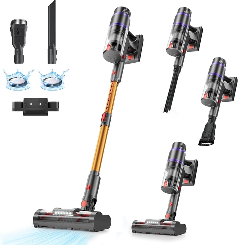 Cordless Vacuum Cleaner, 550W/50Kpa/70Mins Vacuum Cleaners for Home with Smart Auto Mode/LED Touch Display, Self-Standing Cordless Stick Vacuum Rechargeable, Vacuum Cleaner for Pet Hair/Carpet/Floors