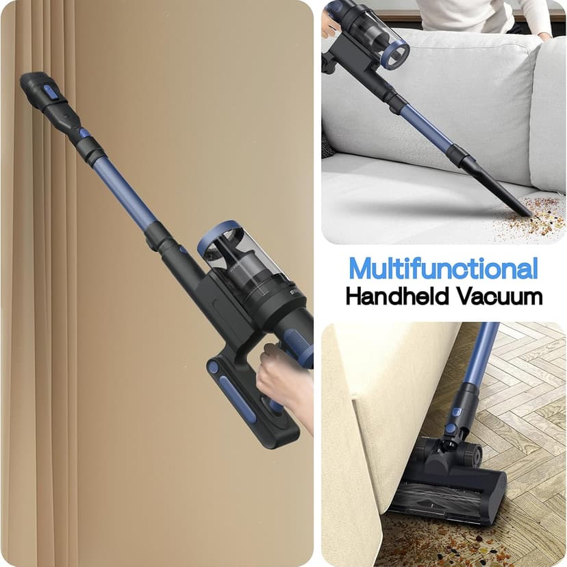 Cordless Vacuum Cleaner, 30KPA 350W Self-Standing Stick Vacuum Cleaner with LED Touch Screen, Charging Wall Mount, 3 Suction Modes, Anti-Tangle Wireless Vacuum for Home/Hair/Carpets/Hard Floor
