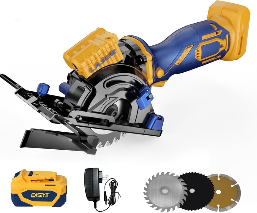 Mini Circular Saw Compatible with DeWalt 20V Max Battery,3-1/2" Brushless Cordless Round Saw Kit w/4Ah Battery & 1.5A Charger,Laser Guide,3200 RPM,Ideal for Wood,PVC,Metal