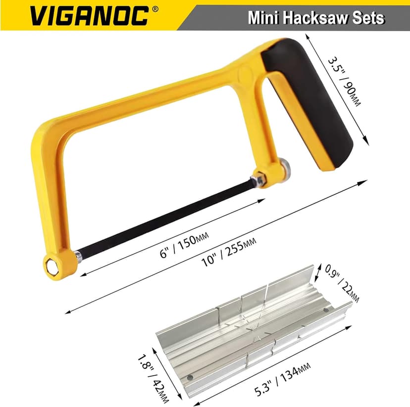 6-inch Mini Hacksaw and Miter Block Set - 150 mm Cutting Hand Saw with Bi-metal Blade