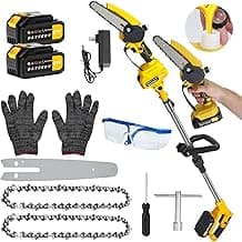 2-in-1 Electric Pole Saws for Tree Trimming, 5.9'' Mini Chainsaw Cordless with Extension Pole, Battery Powered Pole Chain Saw, 7.7lb Lightweight, Tree Trimmer for Branch Cutting (Yellow)