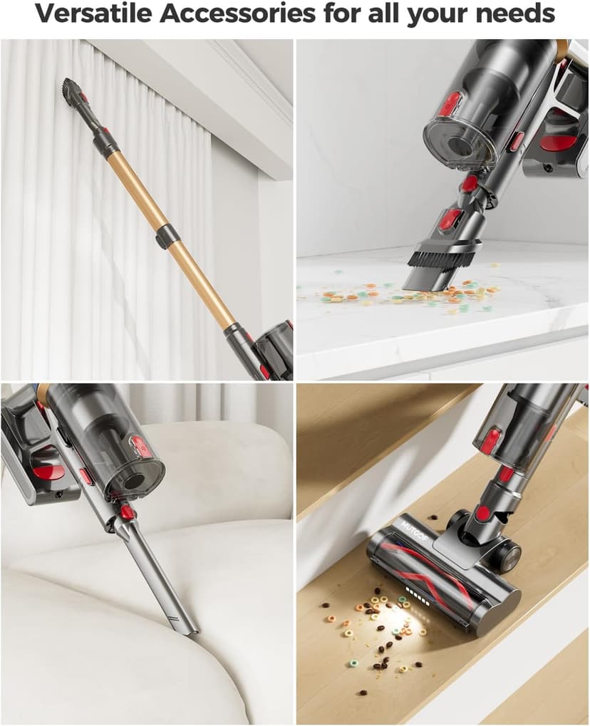 Cordless Vacuum Cleaner, 30Kpa Vacuum Cleaners for Home, Max 50Mins Runtime, Anti-Tangle Stick Vacuum, LED Screen, 1.5L Dust Cup, Rechargeable Lightweight Vacuum for Hardwood Floor, Carpets, Pet Hair