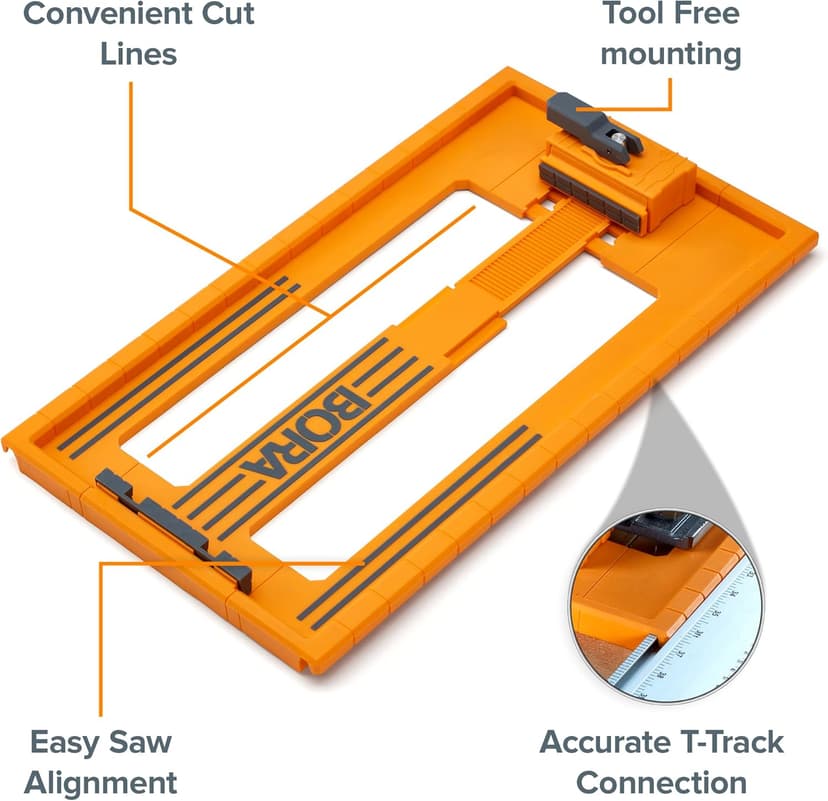 BORA NGX Saw Plate RT Circular Saw Guide, For Straight Cuts, designed for use with Bora NGX and WTX Clamp Edge System, Adjustable to fit most Circular Saws 546001