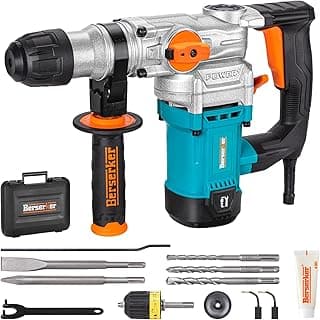 Berserker 1-1/8" SDS-Plus Rotary Hammer Drill with 1/2" SDS Plus Shank Keyless Chuck Adapter, 9 Amp 3 Functions Corded Rotomartillo for Fast Drilling in Concrete,Brick,Masonry,Metal,Wood