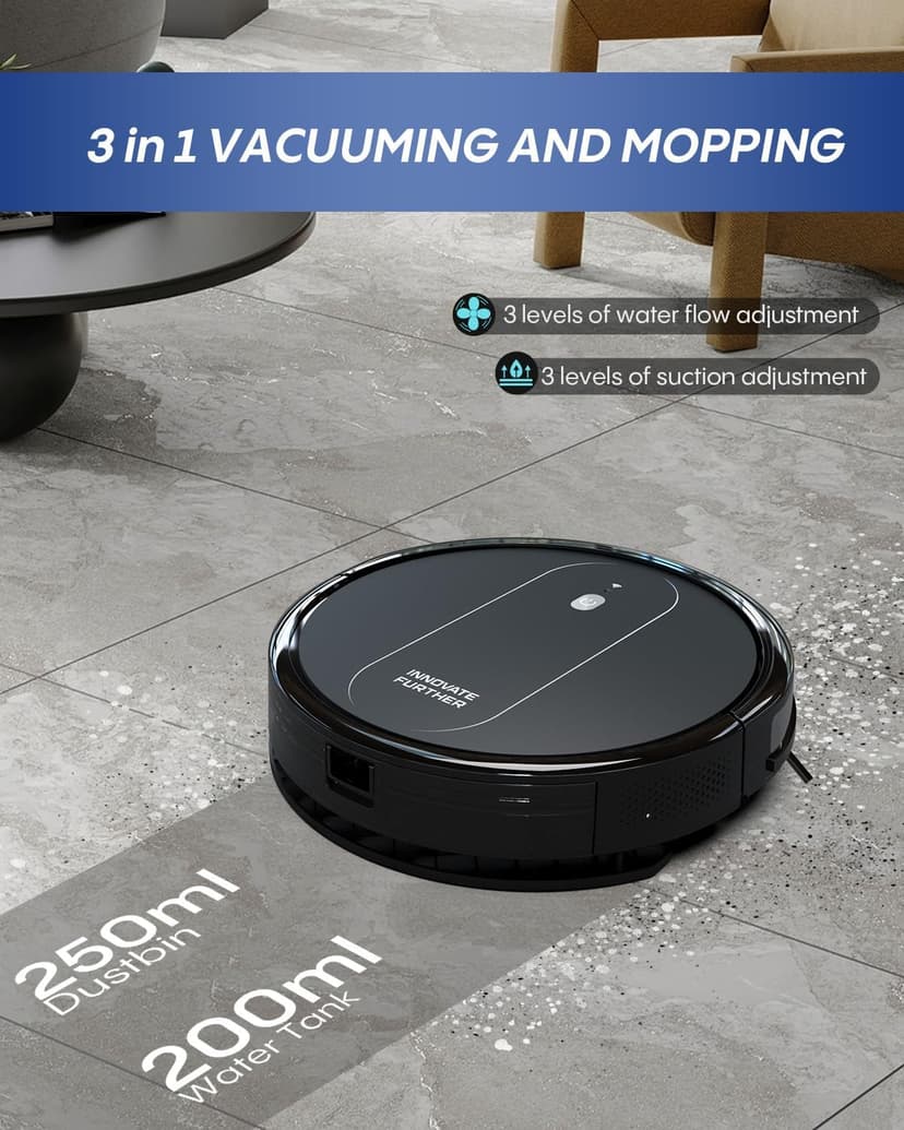 3-in-1 Robot Vacuum and Mop 4000Pa Strong Suction Robot Vacuum Cleaner & Smart Navigation & Alexa/APP Control & Central Brush & Auto Recharge, Vacuum Robot for Pet Hair, Hard Floors & Low-Pile Rugs