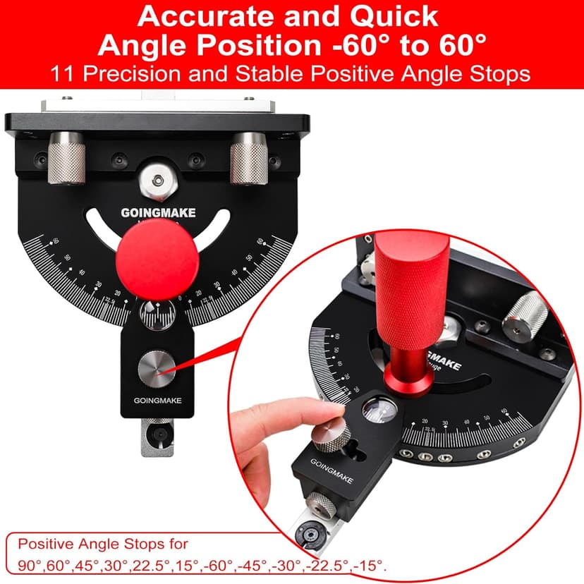 Table Saw Miter Gauge with Micro Adjustable Flip Stop and Extendable Fence and Quick Angle Stop for Table Saw Band Saw Router Table Fit 3/8 x 3/4" T Slot for Woodworking Crosscut, Miter Cut