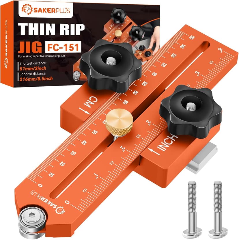 Thin Rip Jig Table Saw Jig Guide, Thin Rip Jig for Repetitive Narrow Thin Strip Cutting, Fits for 3/8" x 3/4" T Slot, Woodworking Tool Fast Thin Ripping Guide for Table Saw Band Saw Router