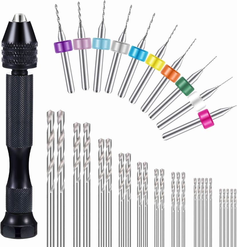 Mudder 36 Pieces Hand Drill Set, Include Pin Vise, Mini and Twist Drills for Craft Carving DIY, 0.3-1.2 mm(0.3-1.2 mm PCB Drill)