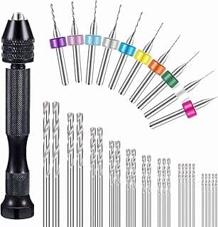 Mudder 36 Pieces Hand Drill Set, Include Pin Vise, Mini and Twist Drills for Craft Carving DIY, 0.3-1.2 mm(0.3-1.2 mm PCB Drill)