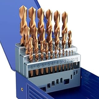 Metric 25Pcs M35 Cobalt Drill Bit Set, 1.0mm-13.0mm HSS Cobalt Jobber Drill Bits for Hardened Metals, Stainless Steel, Cast Iron and Wooden Plastics, with Metal Index Storage Box