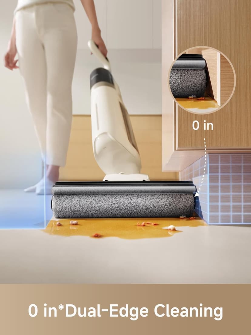 MOVA K30 Mix Wet Dry Vacuum Cleaner, 4-in-1 Cordless Vacuum for Multi-Surface, 180° Lie-Flat Reach, 30Min 140°F Hot Air Drying, 0in Dual Edge, Powerful 18000Pa Suction Floor Cleaner for Pet Hair