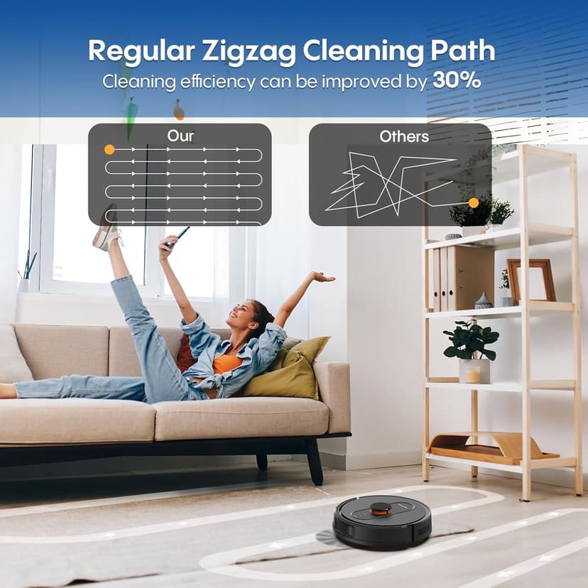 Robot Vacuum and Mop with Mapping, 5000Pa Robotic Vacuums with LiDAR Navigation,No-Go Zones,Wi-Fi/App/Alexa Control, Self-Recharging Vacuum Robot for Pet Hair,Hard Floor,Carpet