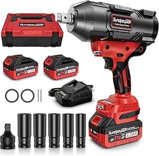 Cordless Impact Wrench 1600Ft-lbs - 2100N·m High Torque Impact Gun with 2 * 4.0Ah Battery - 3/4 Inch Brushless Impact Driver with 3/4" to 1/2" Adapter & 5 Sockets & Case for Car Truck Home