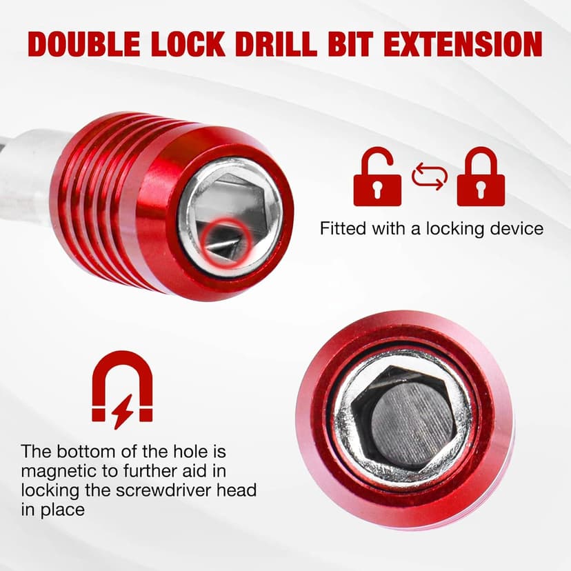 Drill Bit Extension 2/4/6/12’’, Magnetic Bit Holder 4 Pcs, Drill Extension Bit Holder 1/4’’ Hex, Bit Holder for Impact Driver CR-V Steel Quick Release for Screwdriver Bit Nut Drill Socket by XIOGZAXI