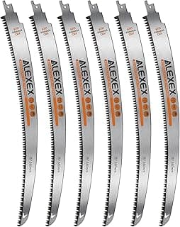 Japanese Teeth Sawzall Blades for Tree Trimming, 15 Inch Curved Edge Pruning Reciprocating Saw Blades 6TPI, Wood Cutting, Cr-V Sabre Saw Blades Better Wear Resistance 6 Pack