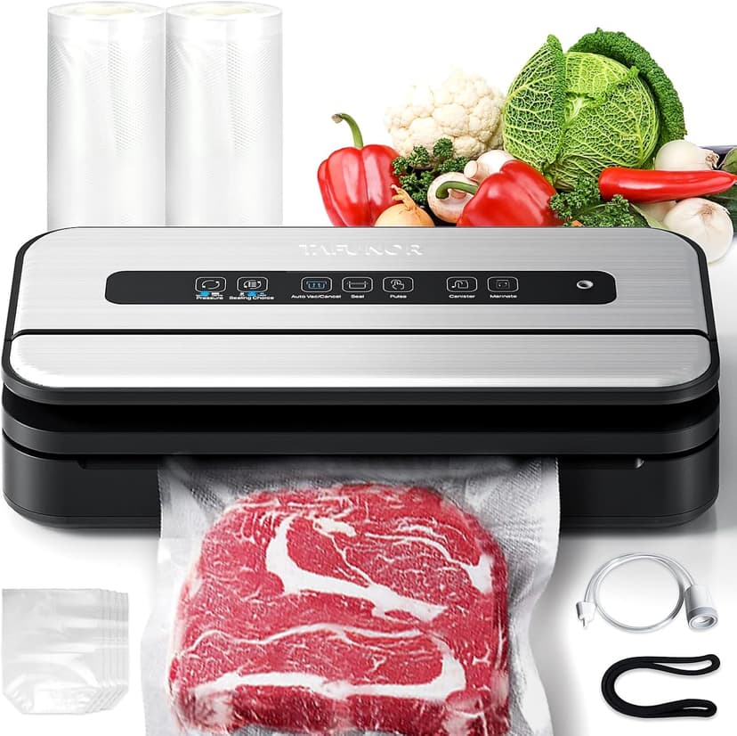 2025 Updated Stylish design Precision Vacuum Sealer Machine Pro for Food Saver, Concealed Handle 90Kpa Vacuum Sealers for Sous Vide,Liquid Food/Build with Cutter/Large Bag Storage/2 Bag Rolls