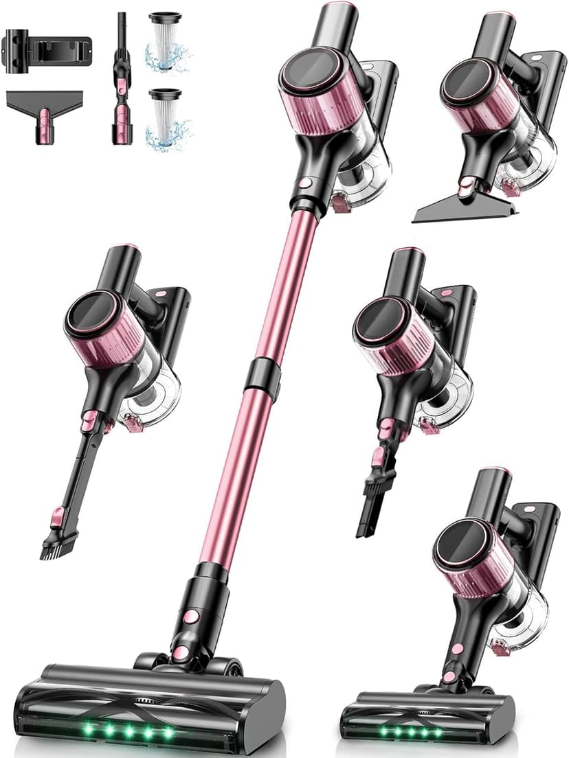 Cordless Vacuum Cleaner, 8 in 1 Vacuum Cleaner for Home with LED Display, 3 Suction Modes, Anti-Tangle Brush, 45mins Runtime Lightweight Stick Vacuum for Home Hardwood Floor, Pet Hair, Carpet