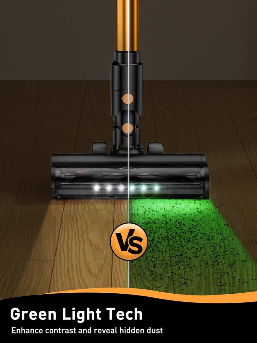 Cordless Vacuum Cleaner, 40Kpa 8 in 1 Powerful Suction Lightweight Stick Vacuum Cleaner for Home, LED Display, 3 Suction Modes, 45Mins Detachable Battery Vacuum for Hard Floor Carpet Pet Hairs