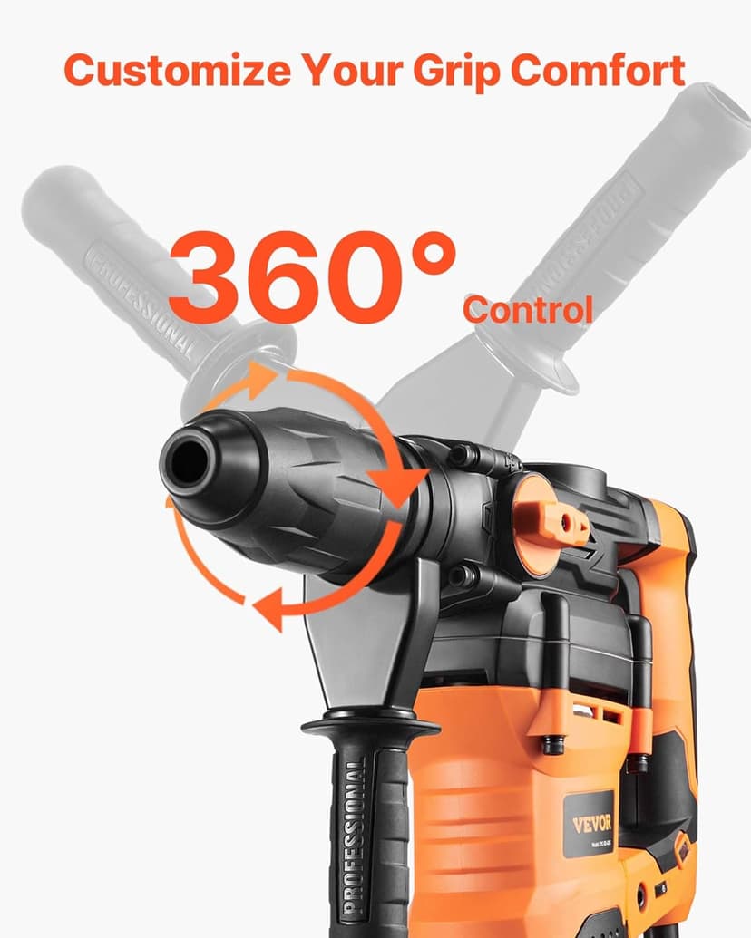 VEVOR 1-9/16 Inch SDS-Max Rotary Hammer Drill, 13Amp Corded Drills, Heavy Duty Chipping Hammers w/Vibration Control & Safety Clutch, Electric Demolition Hammers Variable Speed, Power Tool For Concrete