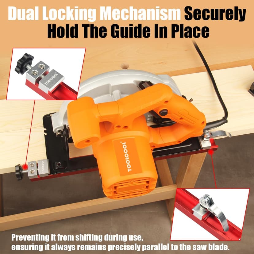 TOOLCOOL Circular Saw Guide Attachment Aluminum Alloy Adjustable Cutting Guide Rail For Circular Saw Trimming Narrow Strips