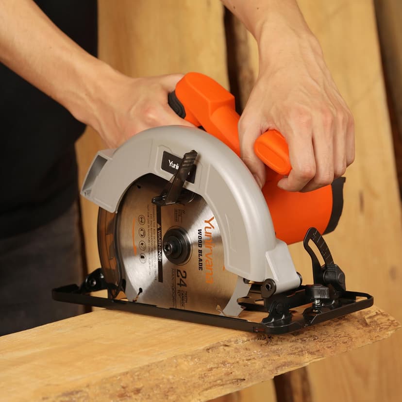 11 Amp Corded Circular Saw with Circular Saw Blade, 6000RPM, Adjustable Cutting Depth, 7-1/4 Inch Blade, Ideal for Wood and Plastic Cuts, Professional Carpentry Tool for Precision Cutting