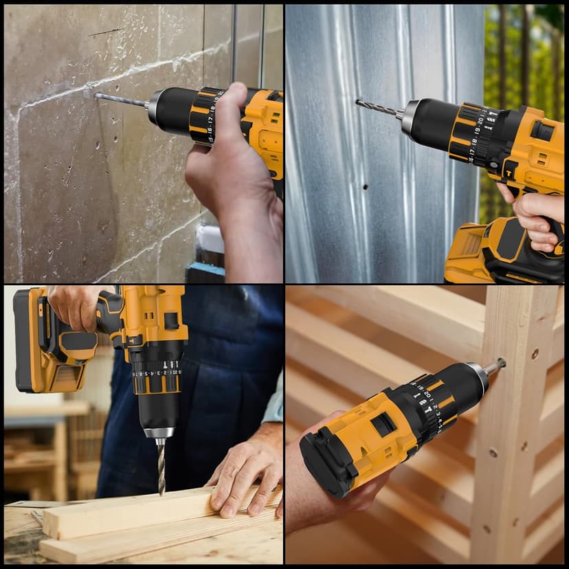 Cordless Hammer Drill Compatible with Dewalt 20V MAX Battery(No Battery)20V Brushless Drill, 1/2" Cordless Drill for Concrete with Variable Speed for Home Improvement, Woodworking, Metal
