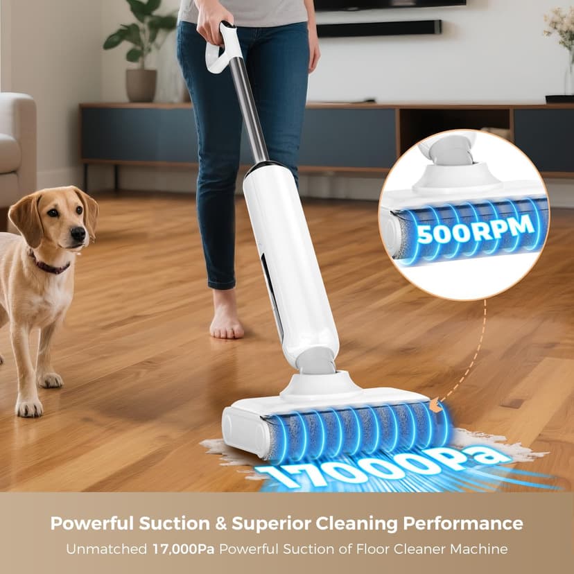 Smart Wet Dry Vacuum Cleaner,Cordless Vacuum Mop Combo with Edge Cleaning,All-in-One Floor Cleaner for Hard Floors,Self-Cleaning,35mins Runtime,LED Display,Voice Prompts