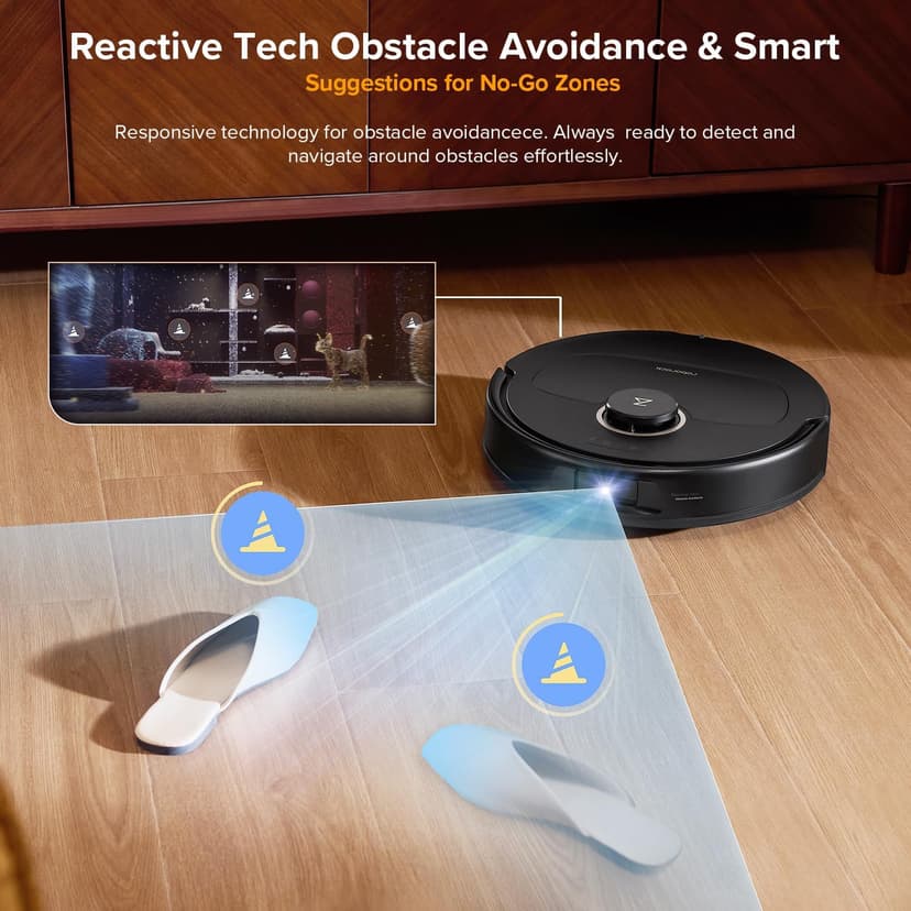 roborock Qrevo S5V Robot Vacuum Cleaner, 12,000Pa Suction, Dual Anti-Tangle Brushes, Smart Obstacle Avoidance, Dual Liftable Spinning Mops, Auto Mop Washing, Self Drying, Self-Emptying & Refilling