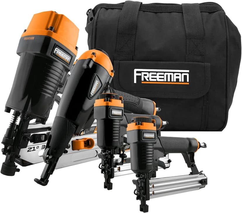 Freeman P4FRFNCB Pneumatic Framing and Finishing Nailer and Stapler Kit with Bag (4-Piece) & PTTO Air Tool Oil, 8 oz.