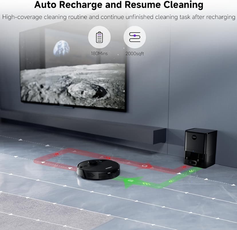 MONSGA Robot Vacuum and Mop Combo, 5000Pa Robotic Vacuum with 3.5L Self Emptying Station, Lidar Navigation Robot Vacuum Cleaner, 180mins Runtime, APP/Remote/Voice Control, for Hard Floors and Carpets