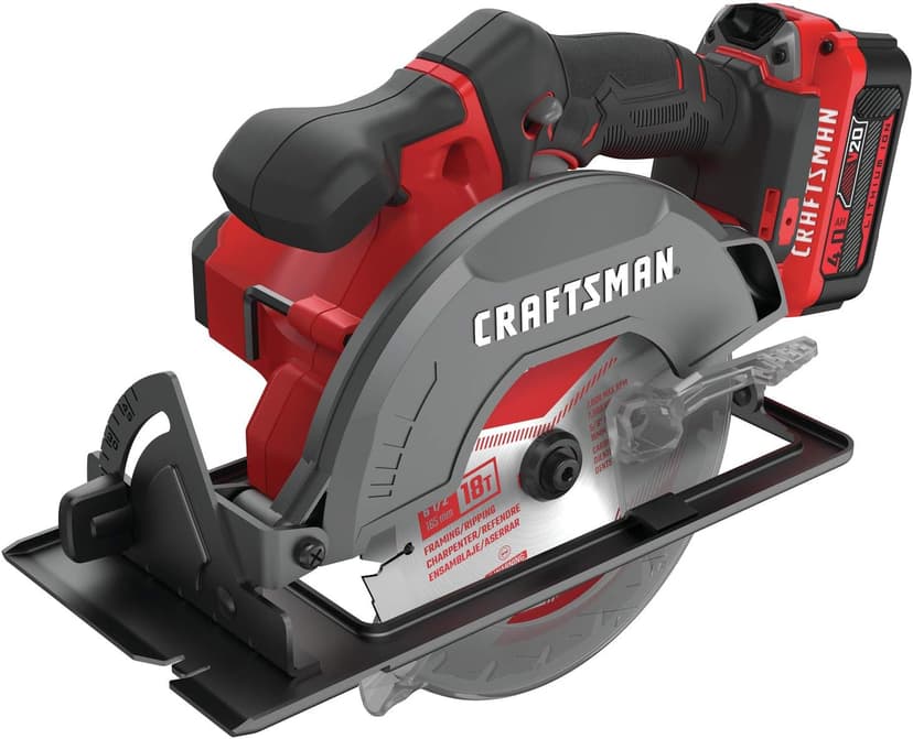 CRAFTSMAN V20 Cordless Circular Saw Kit, 6-1/2 inch, Battery and Charger Included (CMCS500M1)