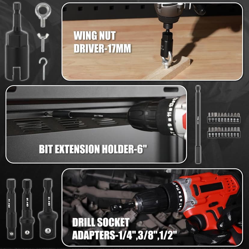 Mayouko 55PCS Magnetic Nut Driver Set, Impact Driver Bit Set, Deep Nut Driver Set,Impact Socket Adapters, Wing Nut Driver, Bit Extension, 6" Bit Holder, Screwdriver Bits