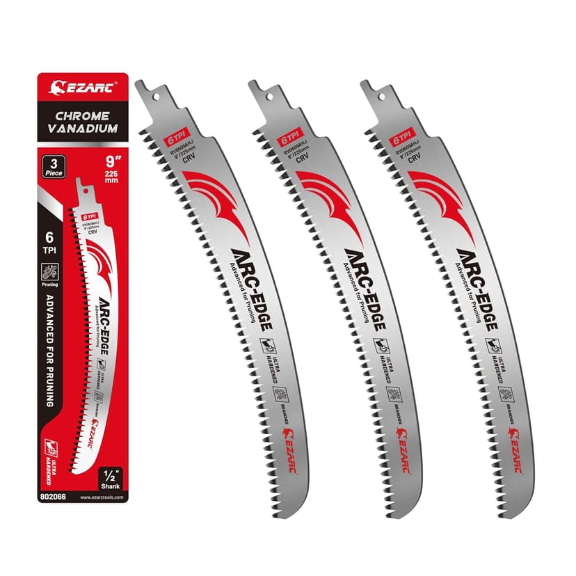 EZARC Japanese Teeth Reciprocating Saw Blade 15 Inch, Arc Edge Wood Pruning Saw Blades 6TPI for Tree Trimming, Wood Cutting, 3 Pieces