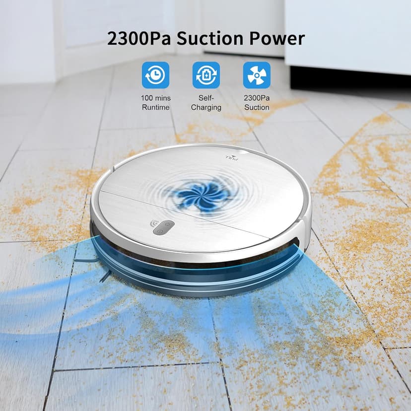 Robot Vacuum and Mop Combo, 2 in 1 Mopping Robot Vacuum Cleaner with Schedule, Wi-Fi/Voice/App, Strong Suction, Easy of Use, Self-Charging Robotic Vacuum, Slim, Ideal for Hard Floor, Pet Hair, Carpet