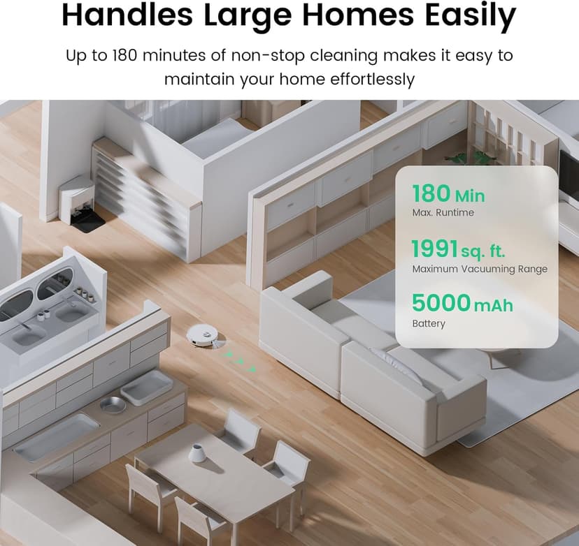 Robot Vacuum with All-in-One Station, Dual Mops with 12 mm Auto-Lift and Carpet Detection, Auto Dust Collection, 6000 Pa Suction, 180 Mins Runtime, Auto Mop Washing & Drying