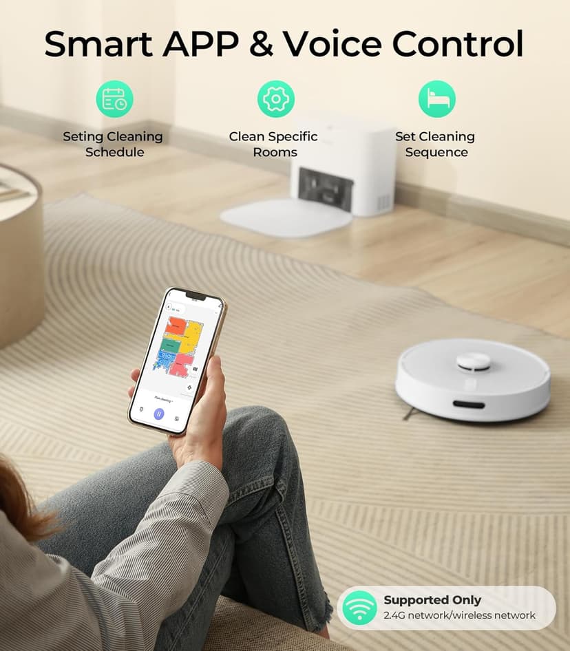 R10 Robot Vacuum and Mop Combo, 2-in-1 Vacuum Robot with Suction Station, LiDAR Navigation, Powerful 4000Pa Suction Power, 4L Dust Bag, 90 Days Hands-Free Cleaning, Ideal for Pet Hair Cleaning