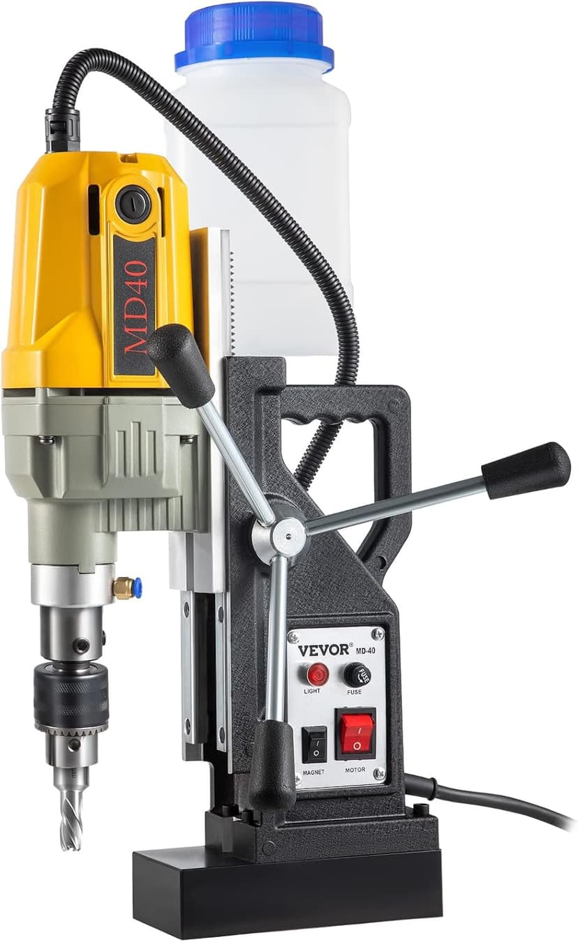 VEVOR Magnetic Drill, 1100W 1.57" Boring Diameter, 2697lbf/12000N Portable Electric Mag Drill Press with 12 Drilling Bits, 580 RPM Max Speed Drilling Machine for any Surface and Home Improvement