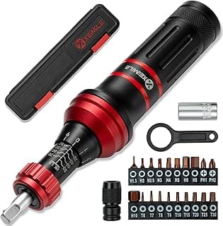 Torque Screwdriver 10-80 In.Lb, Inch Pound Torque Screwdriver Set with 1/4" Bit Holder, Flat, Hex, Torx and Philips Bits,Suitable for DIY Bicycle Maintenance, Pecision Tool,Mechanical