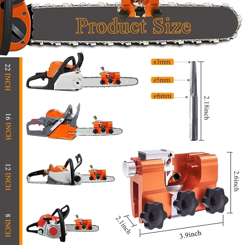 2025 Upgraded Chainsaw Sharpener with Tungsten Carbide Burr File, Hand-Cranked Chainsaw Sharpening Jig Kit, Chain Saw Sharpener Tool, Chainsaw Chain Sharpener