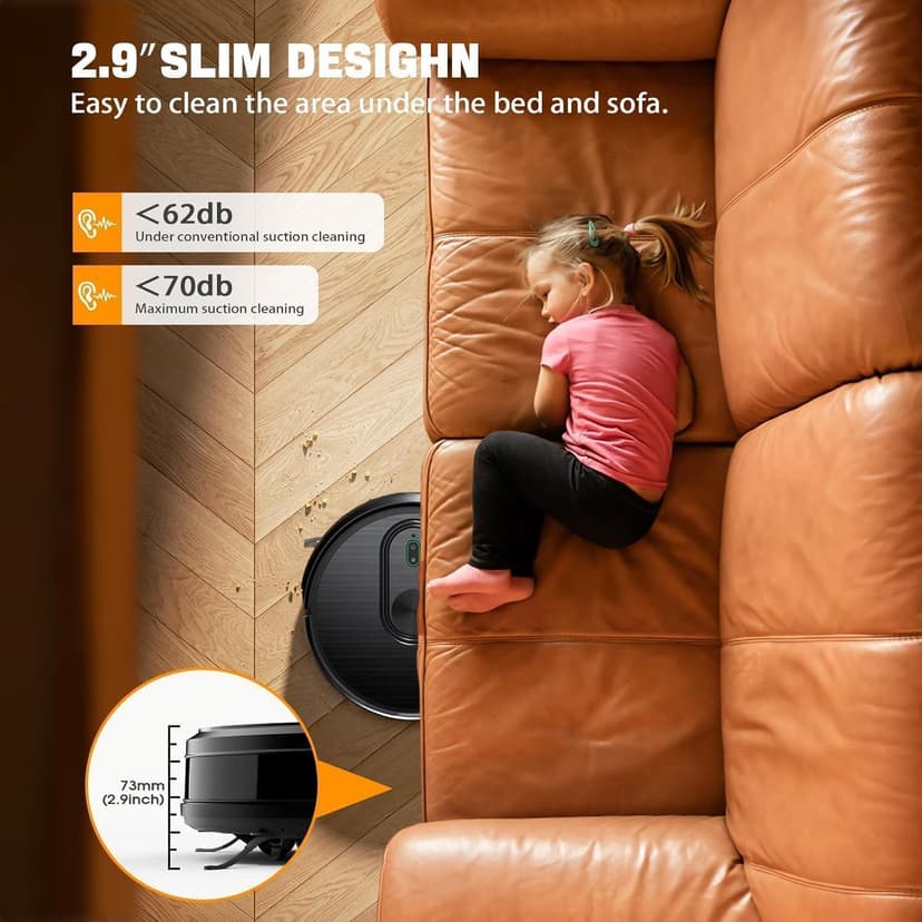 Robot Vacuum and Mop Combo, Vacuuming & Mopping 2 in 1 Robot 3200Pa Max Suction,with Schedule, App/Bluetooth/Voice, Self-Charging Robot Vacuum Cleaner, Slim, Ideal for Pet Hair, Hard Floor, Carpet
