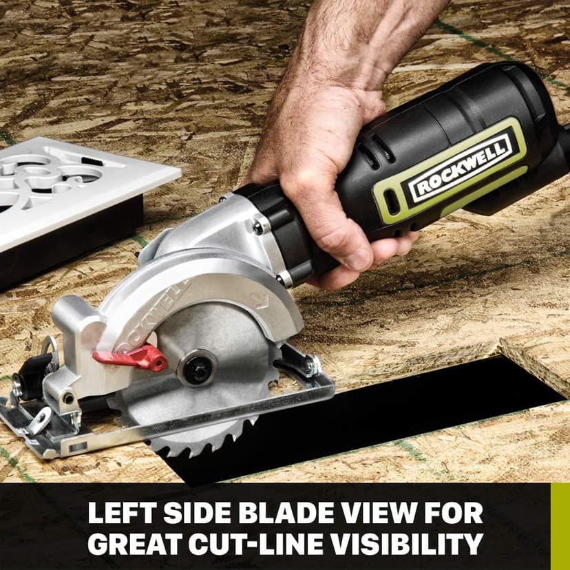 Rockwell 4-1/2” Compact Circular Saw, 5 amps, 3500 rpm, with Dust Port and Starter Kit– RK3441K , Black