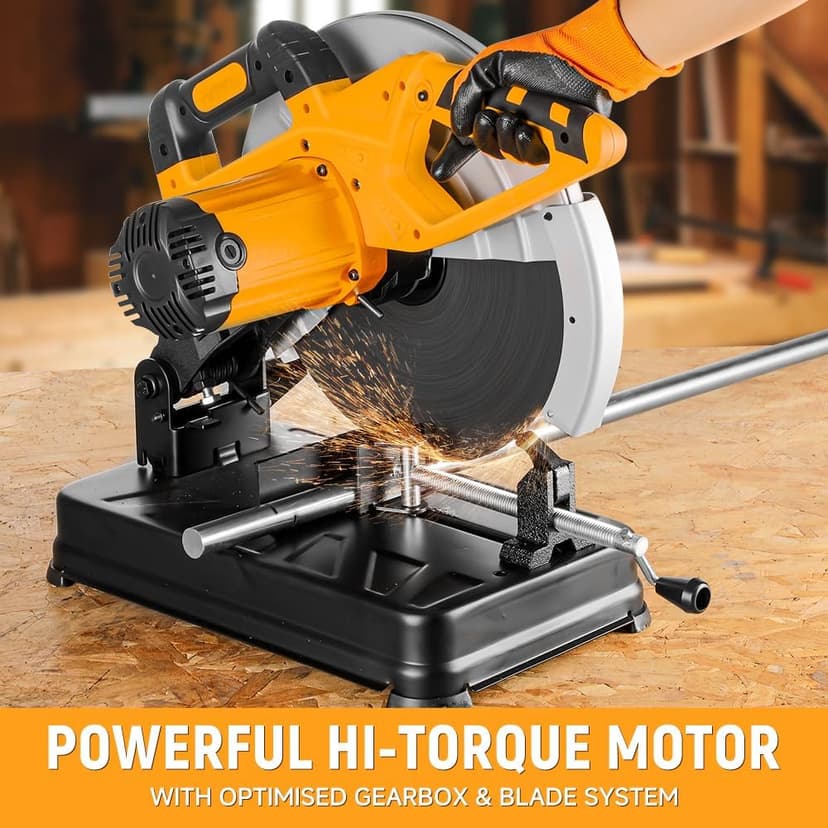 Hoteche 14-Inch Metal Cutting Chop Saw 2600W Heavy-Duty Electric Cut Off Machine with Saw Blade