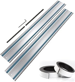 110" Track Saw Guide Rail Joining Set for Makita or Festool Includes 2x55 Extruded Rails, Connectors and Anti Slip Rubber Strips