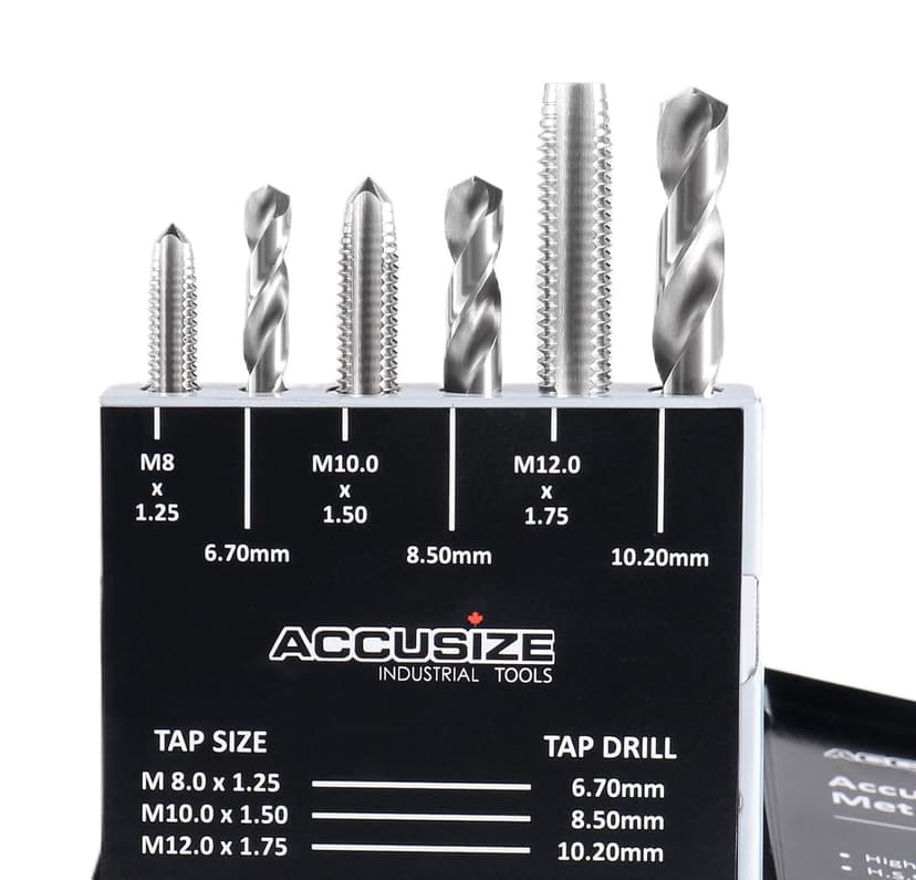 Accusize Industrial Tools Metric 18 Pc H.S.S. Tap and Drill Set, 0001-0052