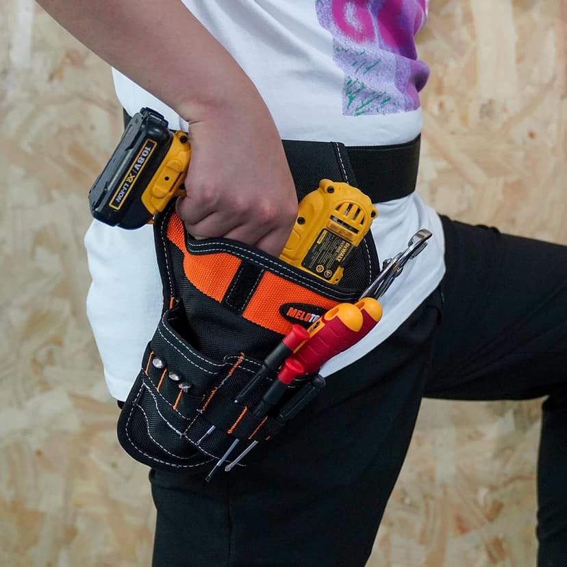 MELOTOUGH Left/Right Handed Belt Cordless Drill Holster for Tool Belt Drill Pouch Impact Driver Holster for Drill bits