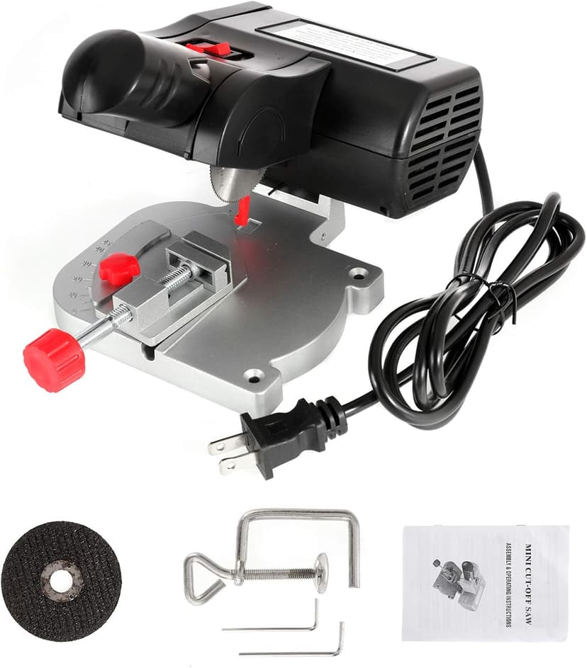 BEAMNOVA Mini Miter Saw Electric Power Table Benchtop Cut-Off Chop Max 45 Degree Cutting for Crafts Miniatures Metal Wood Plastic Compound Cutter